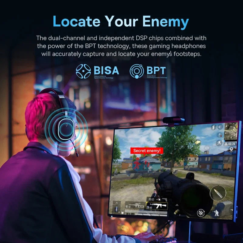 Wireless Gaming Headset with Mic – Dual-Mode & RGB Lights