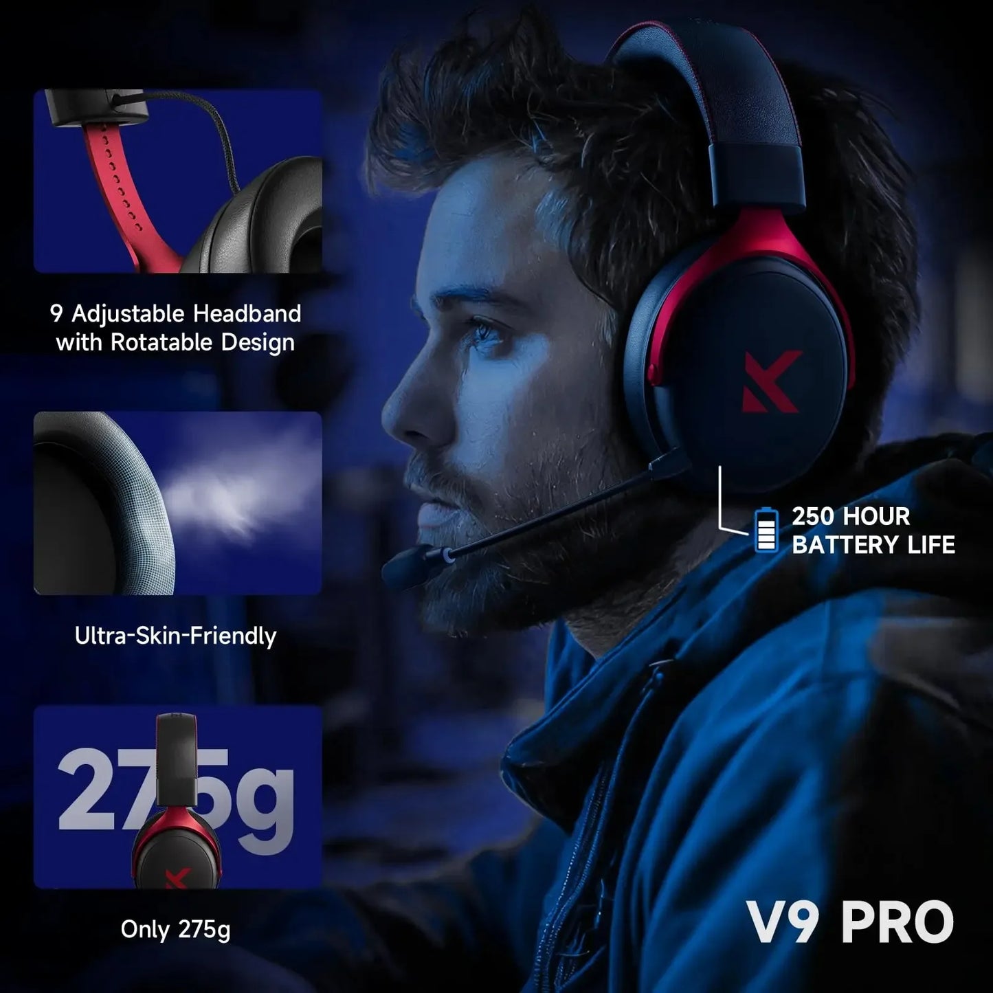 Wireless Gaming Headset 7.1 Surround Sound With Mic
