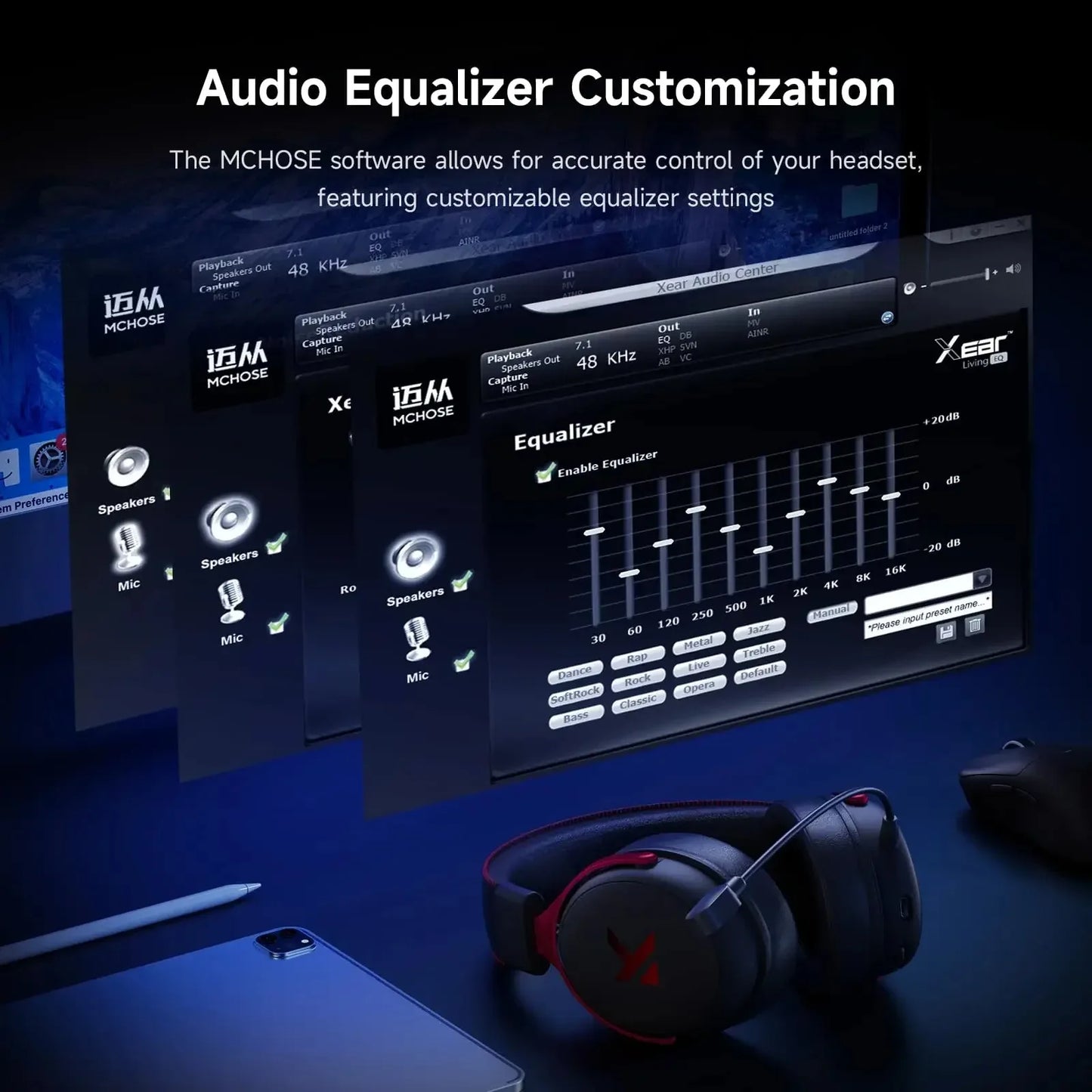 Wireless Gaming Headset 7.1 Surround Sound With Mic